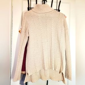 Beige Oversized Turtleneck Sweater